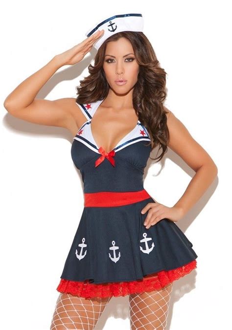 Sexy Sailor Costume Large L Women Halloween Military Dress Blue Navy American Sailor Costumes