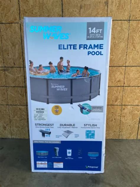Summer Waves 14ft X 42in Elite Frame Pool Wfilter Pump Cover And Ladder