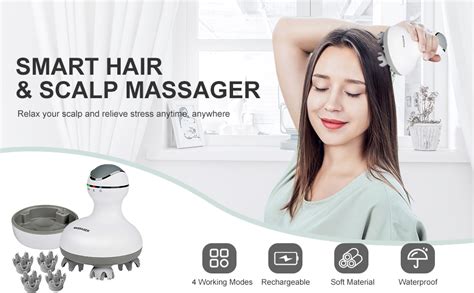 Electric Scalp Head Massager With 4 Removable Heads Attachments For