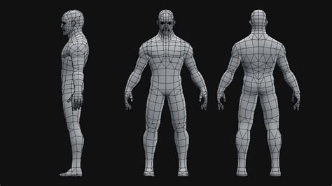 ArtStation Low Poly Male Base Mesh Andrew Chacon 3d Model