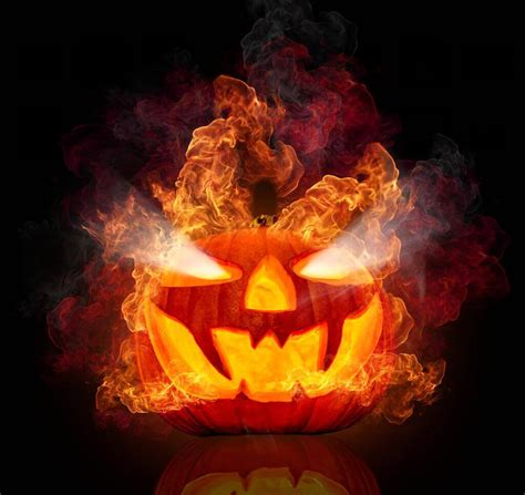 Angry Pumpkin Head Flame Halloween Photography Background Black