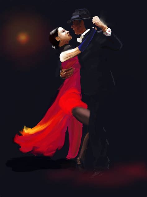 Photos Dancing Tango 2 Young Woman Painting Art 3600x4800