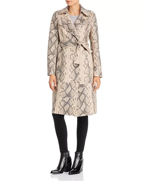 Sunset And Spring Sunset Spring Snake Print Faux Leather Trench Coat