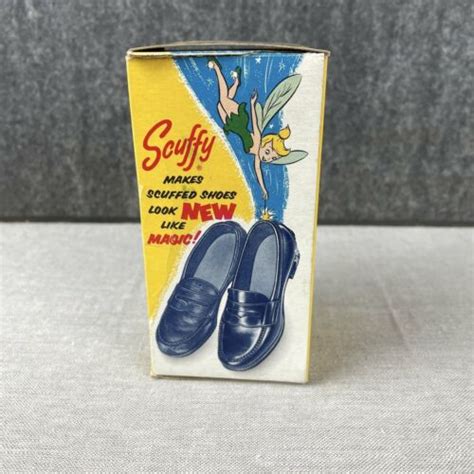 Mickey Mouse Scuffy Blue Shoe Polish Bottle Dauber And Box 1950s