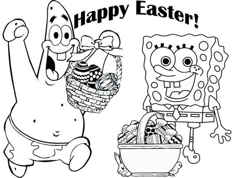 Happy Easter Day Spongebob And Patrick Star Coloring Page
