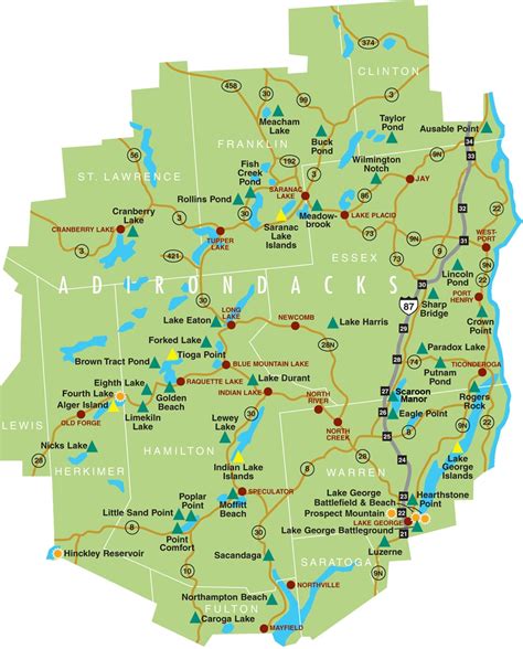 Adirondack Park Campground Map Nys Dept Of