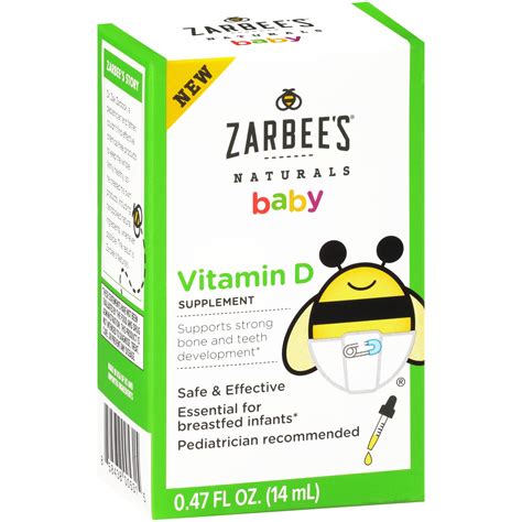 Zarbees Naturals Baby Vitamin D Supplement 047 Fl Oz
