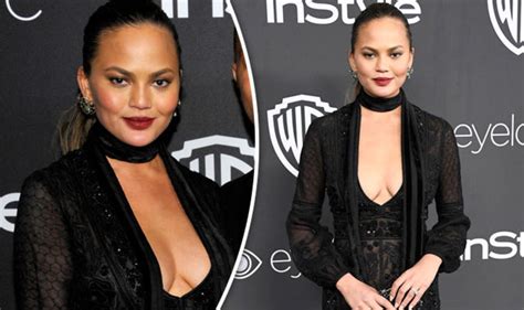 Chrissy Teigen Flaunts MAJOR Cleavage At The Golden Globes After Party