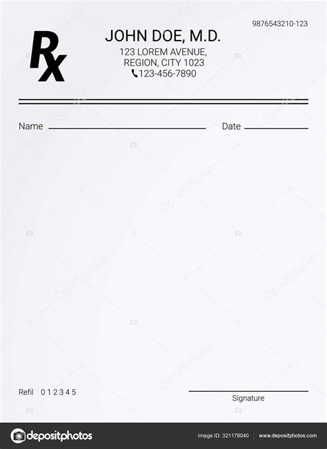 Blank Rx Prescription Form Medical Treatment And Drugs List — Stock