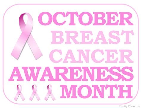 What is the cancer personality like? Printable October is Breast Cancer Awareness Month Sign