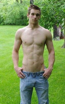 Shirtless Male Muscular Fitness Jock Hunk Beefcake In Jeans Guy Photo