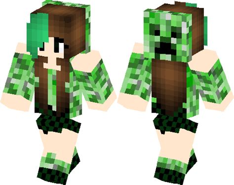 minecraft creeper girl skin layout