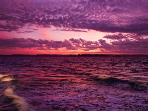Wallpaper Calm Sunset Seascape Pinkish Clouds And Sky Desktop