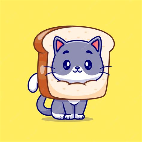 Free Vector Cute Cat In Bread Cartoon Vector Icon Illustration