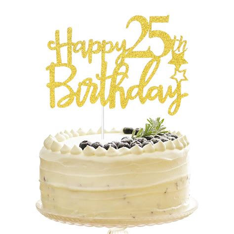 Buy Tenhaisi Gilttery Gold Happy 25th Birthday Cake Topper Cake Topper
