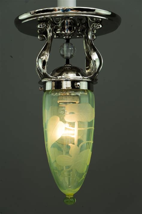 Art Deco Ceiling Lamp With Original Old Opaline Glass Shade Circa 1920s For Sale At 1stdibs