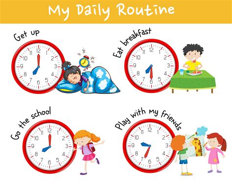 Activity Chart Showing Different Daily Routine Of Kids 303116 Vector