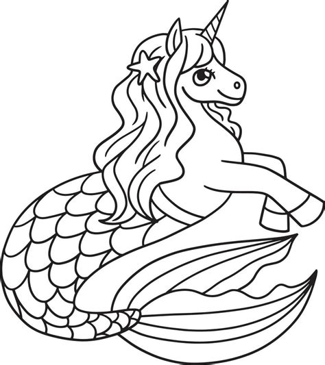 Sirena Unicornio Página Para Colorear Aislada Para Niños 8208707 Vector