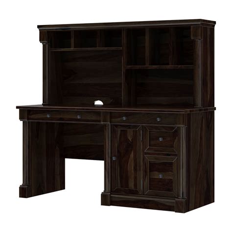 Perrinton Rustic Solid Wood Home Office Computer Desk With Hutch