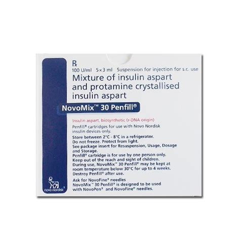 Novomix 30 Penfill Cartridge 1x3ml Schedule H Insulin Aspart