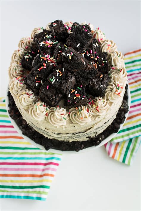 Funfetti Brownie Cake With Cookie Dough Frosting Pass The Cookies
