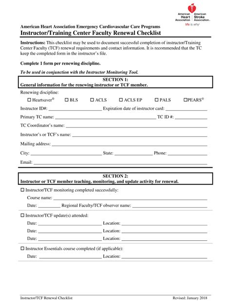 American Heart Association Instructor Monitoring Form