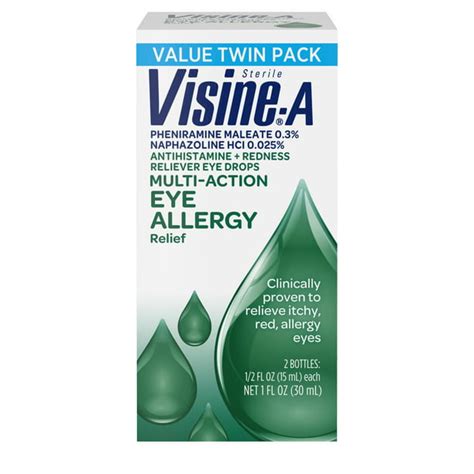 Visine A Red Eye Allergy Relief Eye Drops 05 Fl Oz Pack Of 2