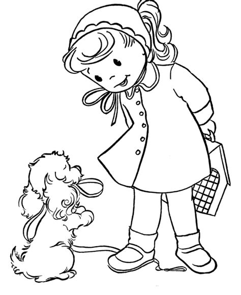 More 100 coloring pages from animal coloring pages category. Girl With Puppy coloring pages to download and print for free