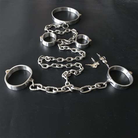 Sex Shop Metal Sex Handcuffs Ankle Cuffs Collar For Sex Slave Bdsm Bondage Set Adult Games