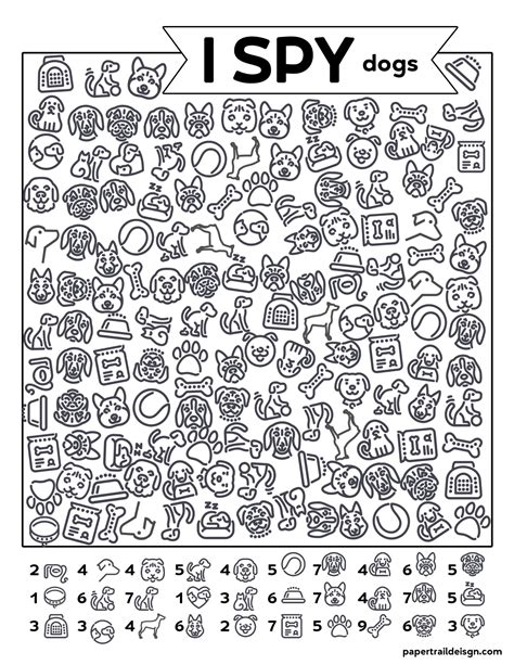 Free Printable I Spy Dogs Activity Paper Trail Design