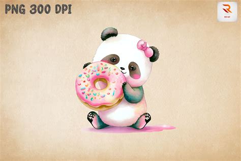 Cute Panda Loves Donut Clipart Graphic By Ricco Art · Creative Fabrica