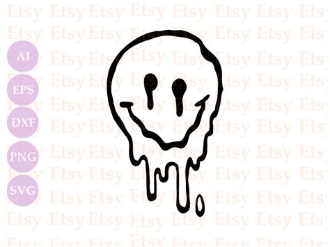 Drippy Drip Smiley Smile Face Svgsvg Filedrippy Face Etsy