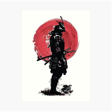 Kaizen Japanese Samurai Warrior Red Moon Art Print For Sale By Hashim
