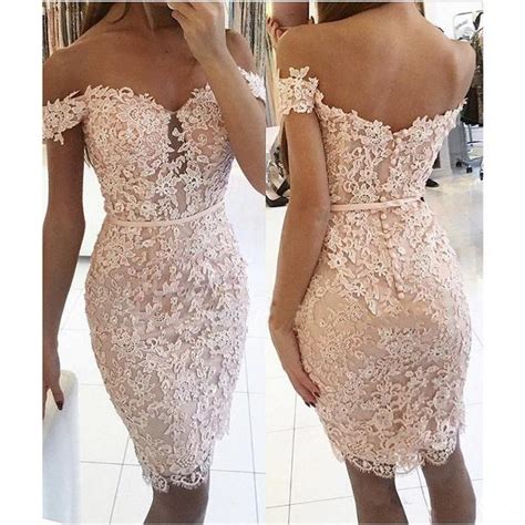 Sheath White Full Lace Applique Off Shoulder Short Sleeve Homecoming D
