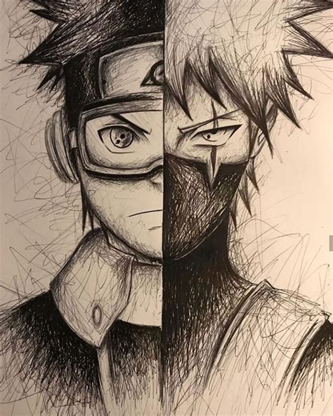 Obito And Kakashi Sensei Not My Drawing Credit To Whoever Did It