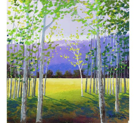 Landscape Painting Print Of The Aspen Birch Trees By Derekcollins