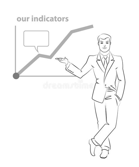 Businessman Standing Outline Sketch Vector Illustration Isolated On A