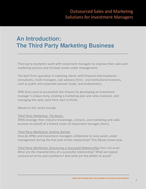 Guide To Third Party Marketing Structuring A Successful Relationship
