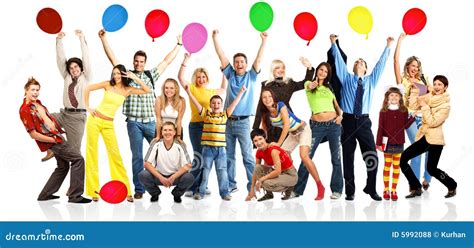 Happy People With Balloons Stock Photo Image Of Balloon 5992088
