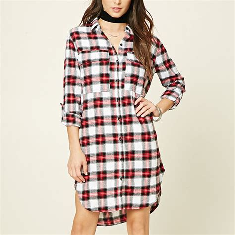 Chinese Supplier Ladies Fannel Plaid Office Wear Button Down Long T