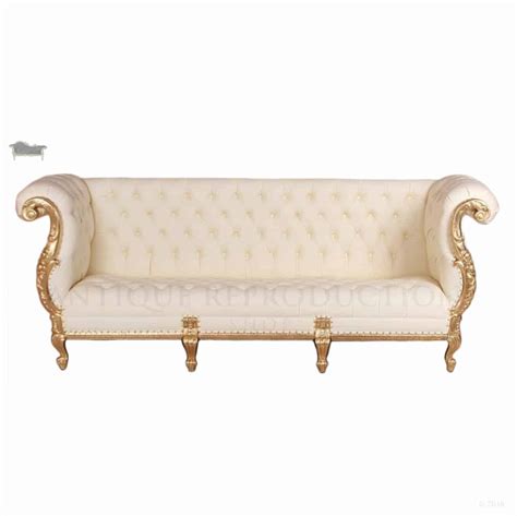 french baroque chesterfield sofa lounge 3 seater cream and gold antique reproduction shop