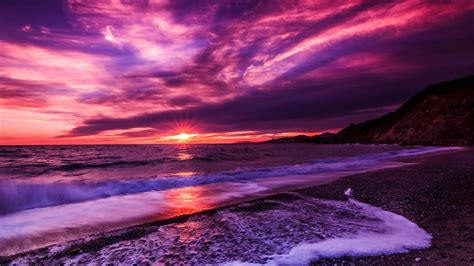 Purple Clouds At Sunset Hd Wallpaper Backiee