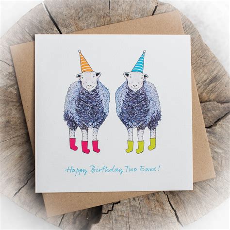 Happy Birthday Two Ewes Greeting Card Herdwick Sheep Party Etsy Uk