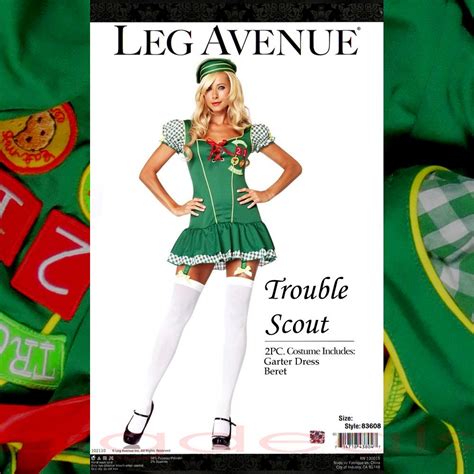 Sexy Adult Trouble Scout Girl Troop Halloween Cookie Uniform Dress Leg