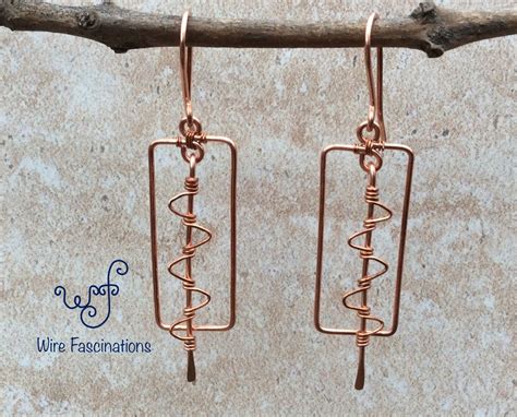 These Handmade Copper Earrings Are Rectangle Frames With Long Dangles