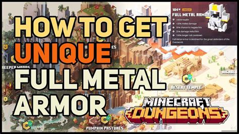 How To Get Full Metal Armor Unique Plate Armor Minecraft Dungeons Youtube