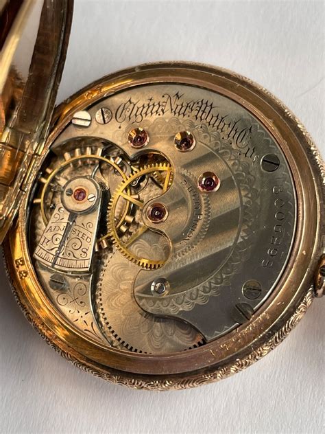 Antique Kt Gold Elgin Hunt Case Lever Set Pocket Watch Etsy
