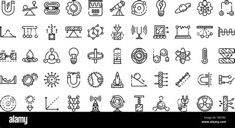 Physics Icons Set Outline Style Stock Vector Image And Art Alamy