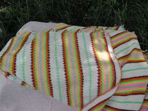Huge Afghan Or Crochet Bedspread Southwest Indian Blanket Retro Colors