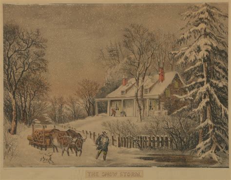 Hand Colored Lithograph Prints On Paper After Currier And Ives The Snow